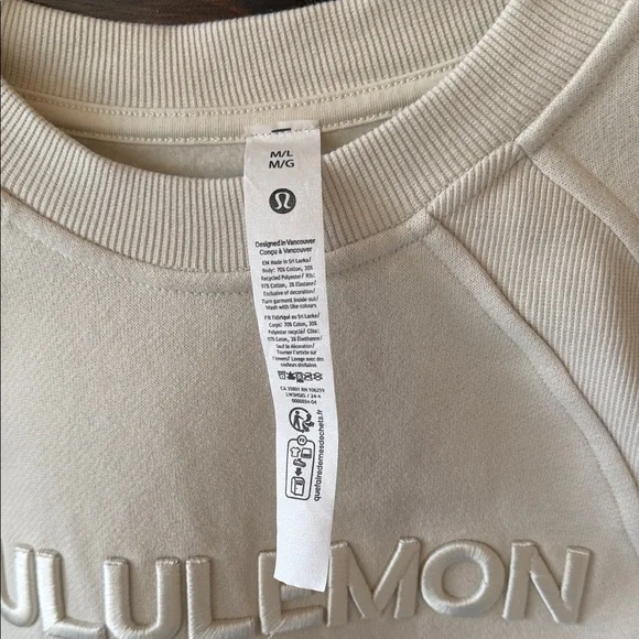 lululemon athletica Off-White Embroidered Logo Crew Sweatshirt - Picture 2 of 5